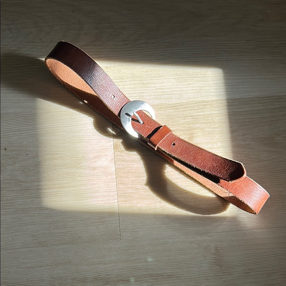 2/$20- Urban Outfitters Brown Leather Belt with Silver Buckle Small